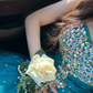 Lake blue tube top slim waist pleated hip sexy long skirt ball gown, bridal gown R6065