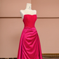 Rose pink strapless fitted long elegant ball gown, bridal dress R8421