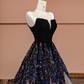 Black strapless, fitted waist, long ball gown with a full skirt R8391