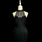 Black halter-neck, fitted waist, and bodycon sexy ball gown R6606