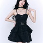 Sweet Cool Style Mini Dress With Belt Detail And Ruffled Hem R9439