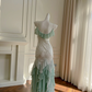 Elegant halter ruffle neckline, slim waist and hip-hugging irregular skirt homecoming dress R5176