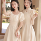 Light apricot slim waist A-line maxi bridesmaid dress R6108