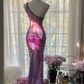 Purple one-shoulder sexy fitted waist bodycon long ball gown R7721