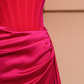 Rose pink strapless fitted long elegant ball gown, bridal dress R8421