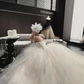 White tube top waist fluffy skirt tulle bridal dress R6047
