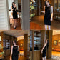 Classic Minimalist Sheath Mini Dress Round Neck Plain Detail Crepe R9188