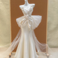 White satin bow waist design slim hip dress bridal gown R5733