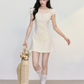 French Style Floral Print Mini Dress Women With Puff Sleeves And Lace Trim R9430