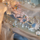 Light blue strapless, waist-cinched ball gown with a puffy skirt; bridal gown R7278
