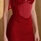 Red halter neck slim waist fishbone top hip sexy short skirt homecoming dress R4627