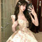 Sweet floral print princess-style short dress with flutter sleeves and a fitted waist R9070