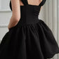 Romantic Corset Dress Square Neck Front Bow Tie Chiffon R9186