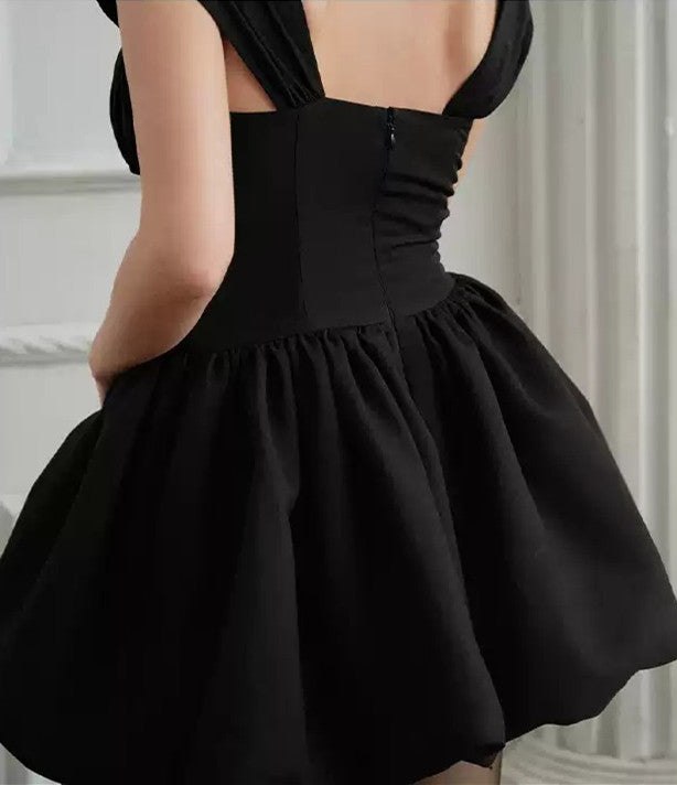 Romantic Corset Dress Square Neck Front Bow Tie Chiffon R9186