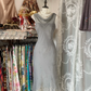 Gray sleeveless fitted midi dress, prom dress R6286