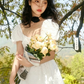 White A-Line Mini Dress Women With Puff Sleeves And Square Neck R9458