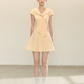 Light Yellow Short Sleeve Sailor Collar Dress with Back Zipper R9217