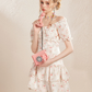 Vintage Coquette Floral Tiered Mini Dress With Puff Sleeves And Drawstring Neck R9318