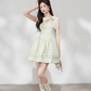 Mint Green A-Line Dress, Women's Sleeveless with Cutout Neck and Bow Shoulder Mini Dress R9339