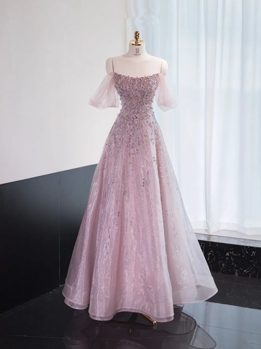 Light purple halter-neck fitted A-line long ball gown/bridal dress R8972