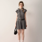 Polka Dot Dress with Detachable Belt, Neck Bow and Back Zipper R9219