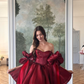Red suspender tie waist slim puffy princess skirt short skirt homecoming dress R5456
