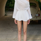 White long-sleeved off-shoulder light and cute mini skirt homecoming dress R4667