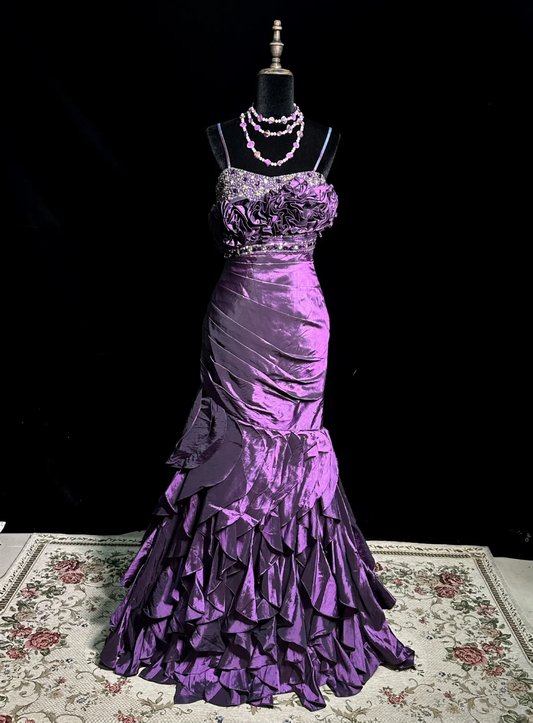 Purple halter-neck, fitted, sexy bodycon long ball gown R8669
