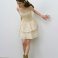 Yellow Ditsy Floral Cami Mini Dress Women With Tiered Ruffle Skirt R9474