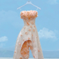 Pink suspender three-dimensional flower waist slim A-line short skirt homecoming dress R5328