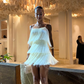 White suspender tassel sexy short skirt homecoming dress R5535