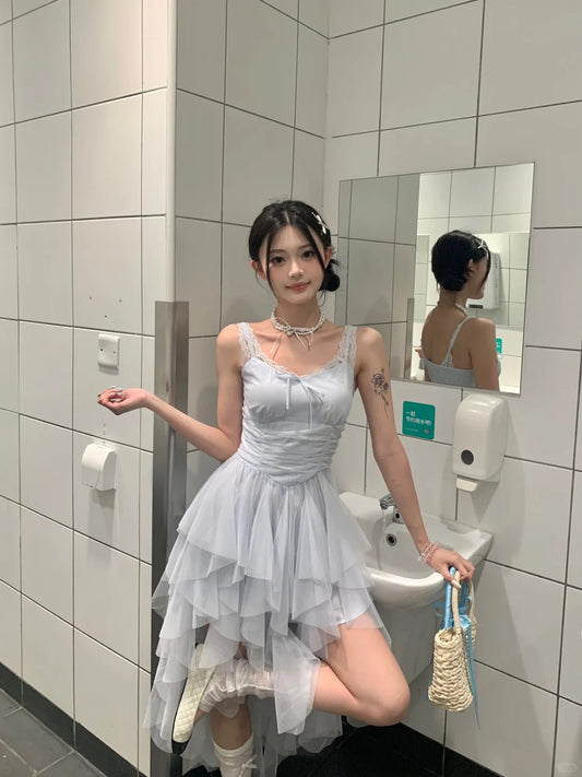 Soft Girl Lace Cami Fairy Dress in Light Blue R9157