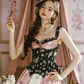 Rococo-Inspired Bustier Dress with Floral Print & Bubble Skirt R9203