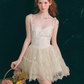 Balletcore White Corset Dress with Lace Trim, Bow Details and Voluminous Skirt R9265