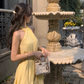French yellow dress for women in summer pure desire style temperament waist slimming princess short skirt R4300