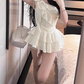 Pure desire design irregular off-shoulder top 2025 plus size sweet and spicy skirt suit R1056