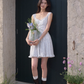Tencel romantic slim floral dress women's summer French style sweet waist short skirt R3331
