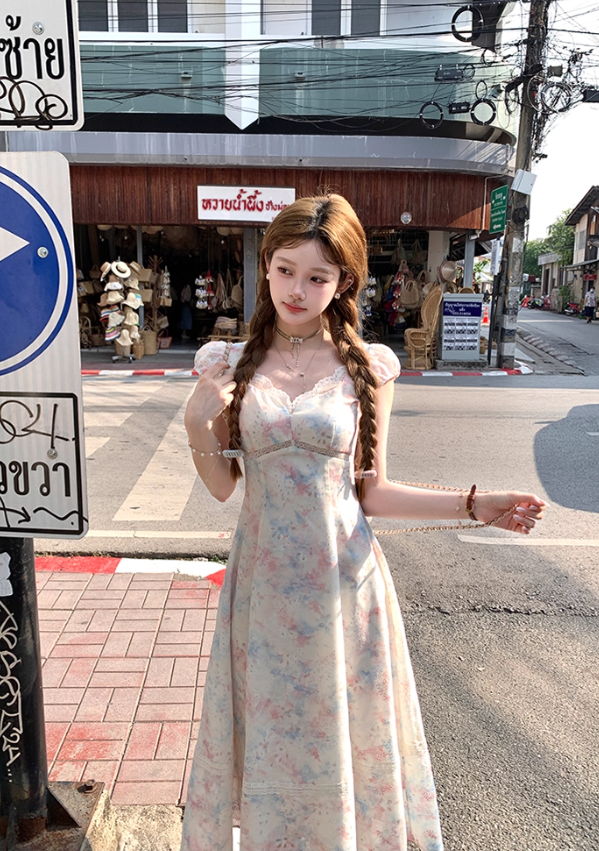 Gradient hollow embroidery waist dress women's summer French style slim fit skirt R4828