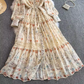 Gentle style lady temperament stand collar dress new style embroidered lace waist slim long skirt R0312