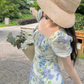 French fresh pastoral style temperament slim print fairy atmosphere floral ruffle dress R1430