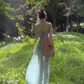 Suspender dress beautiful floral waist temperament long skirt R0676