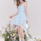 French ruffled collar atmosphere blue suspender dress summer R4537