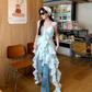 Fairy dress pure desire style irregular holiday suspender skirt floral cake skirt R1710