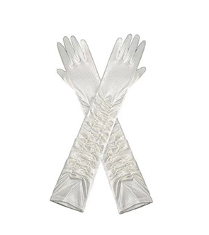Gloves satin long white girls bride wedding dress birthday atmosphere     S6232