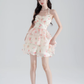 Super fairy new halter neck printed chiffon dress pure summer girl cake skirt fairy skirt female R4112