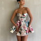 Retro floral suspender waist tutu skirt homecoming dress R3466