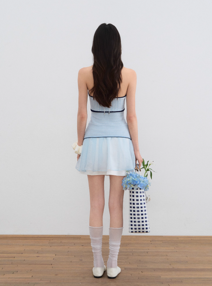 Mesh girly white A-line skirt summer design niche playful short skirt R3335