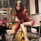 Sexy hot girl PU leather suspender dress 2025 sweet and spicy design chic suit skirt R1245