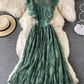 Lace round neck dress long sleeves fashionable slim fit elegant ruffled long skirt dress skirt R0396