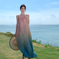 Beach holiday style gradient loose suspender beach dress atmosphere skirt R1580